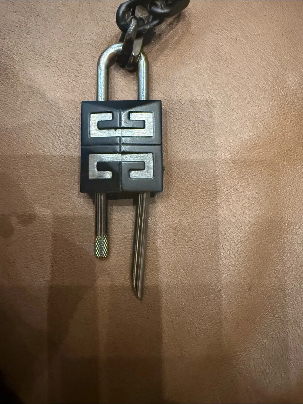Givenchy Black and Silver Padlock Chain Necklace